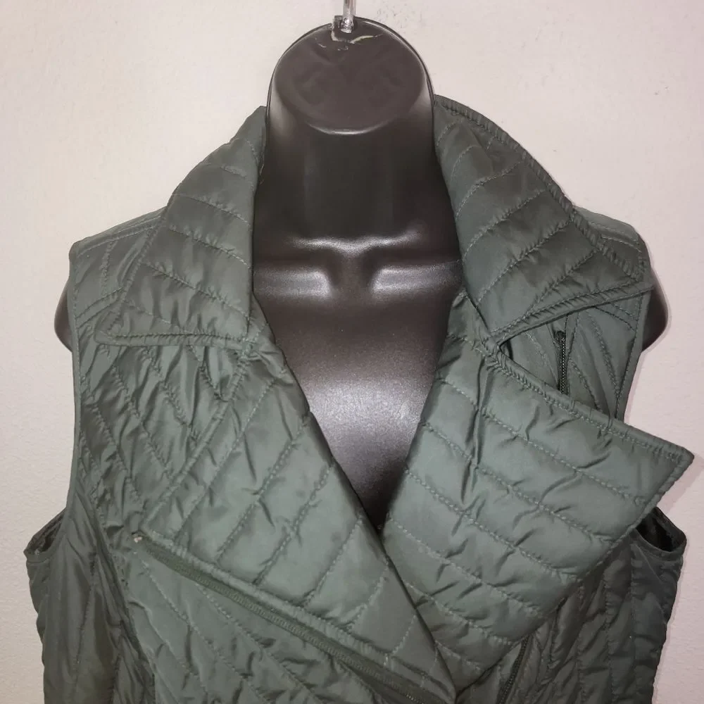 Dennis Basso Water Resistant Quilted Moto Vest Size Medium